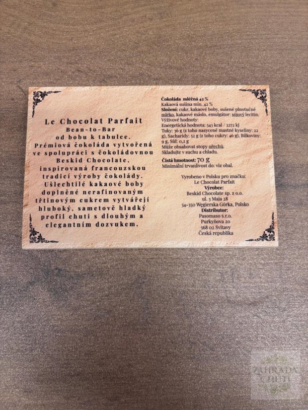 Le Chocolat Parfait Mléčná 42 % - zahradachuti.com