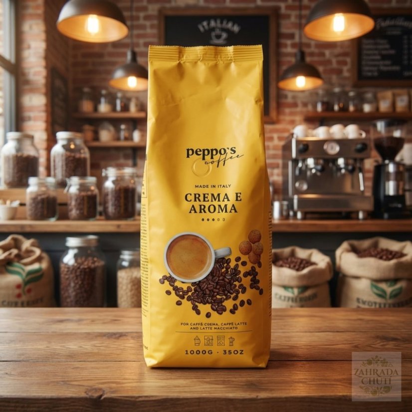 Zrnková káva Peppo’s Crema e Aroma 1 kg | Bohatá chuť & aroma - zahradachuti.com