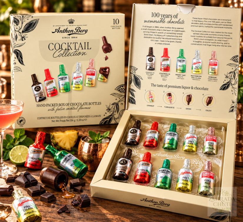 Anthon Berg Cocktail Collection 156 g – čokoládové lahvičky s likérovou náplní